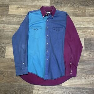 Wrangler X-Long Tails Color Blocked Button Down Shirt Men's 16 1/2 X 35